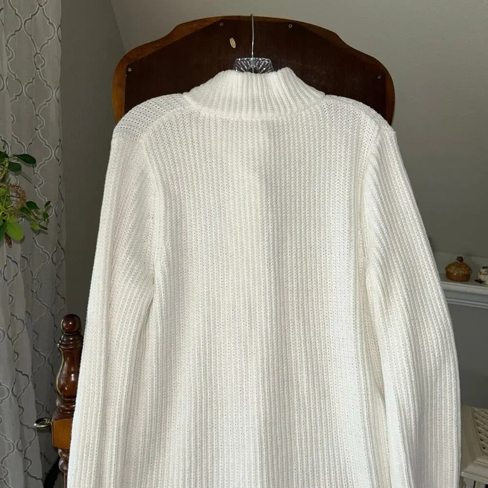 Soft surroundings white knit Highland Tunic Sweater medium 2BV93